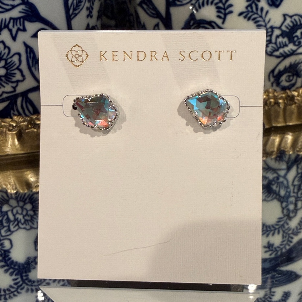 New Kendra Scott Silver and Iridescent Stud Earrings